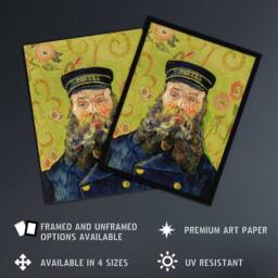 Artery8 The Postman Joseph Roulin Van Gogh Vintage Framed Wall Art Print in Green - Size: A4 - thumbnail 2