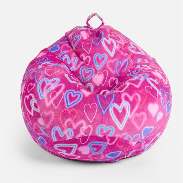 OHS Kids Playing Bean Bag Chair Filled Printed Gaming Seat in Pink - image 1