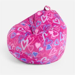 OHS Kids Playing Bean Bag Chair Filled Printed Gaming Seat in Pink - thumbnail 3
