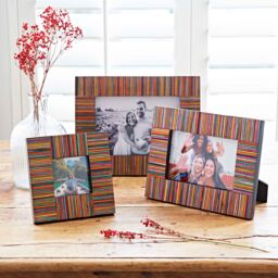 Paper High Dhari Multicoloured Stripe Papri Wood Photo Frame - Size: Large - thumbnail 2