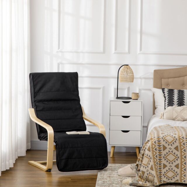 HOMCOM Lounge Chair Recliner Adjustable Footrest Home in Black - image 1