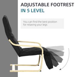 HOMCOM Lounge Chair Recliner Adjustable Footrest Home in Black - thumbnail 5