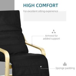 HOMCOM Lounge Chair Recliner Adjustable Footrest Home in Black - thumbnail 4