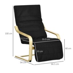 HOMCOM Lounge Chair Recliner Adjustable Footrest Home in Black - thumbnail 3