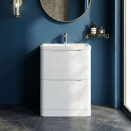 Balterley Bathroom Floor 2 Drawer Vanity & Polymarble Basin, Satin White, 600mm in White - thumbnail 9