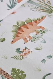 Catherine Lansfield 'Brushed Sleepy Saurus Dino' Cotton Fitted Sheet in Cream - Size: Junior - thumbnail 2