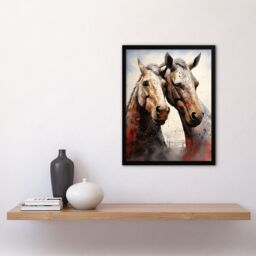 "Artery8 Wall Art Print Kelpies Reimagined Mythical Scottish Horse Artwork Falkirk Scotland Art Framed in Black - Size: W12"" x H16""" - thumbnail 4