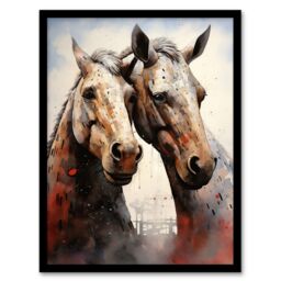 "Artery8 Wall Art Print Kelpies Reimagined Mythical Scottish Horse Artwork Falkirk Scotland Art Framed in Black - Size: W12"" x H16""" - thumbnail 1