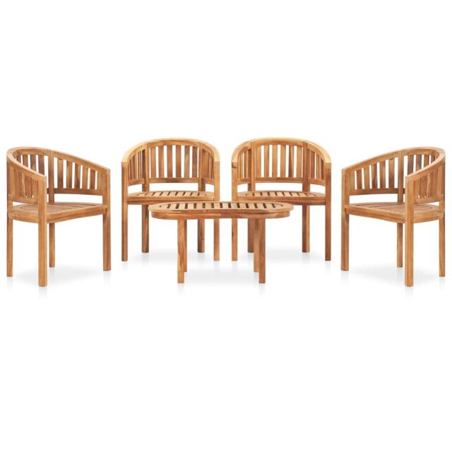 Berkfield Home 5 Piece Banana Garden Lounge Set Solid Teak Wood in Brown - image 1