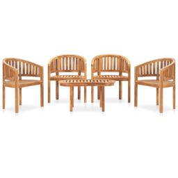 Berkfield Home 5 Piece Banana Garden Lounge Set Solid Teak Wood in Brown