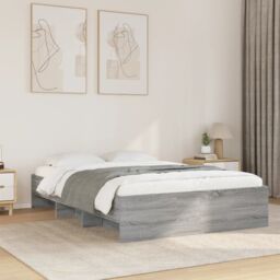 Berkfield Home Bed Frame without Mattress Grey Sonoma 135x190 cm Double Engineered Wood - thumbnail 1