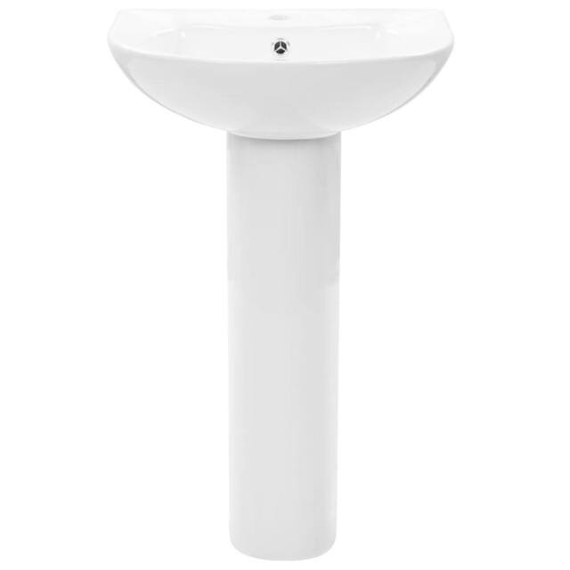 Berkfield Home Elegant Freestanding Basin with Pedestal Ceramic White 520x440x190 mm - image 1