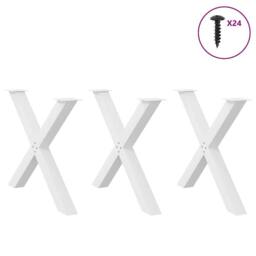 Berkfield Home Dining Table Legs X-Shaped 3 pcs White 90x(72-73) cm Steel - thumbnail 3