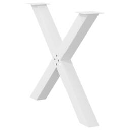Berkfield Home Dining Table Legs X-Shaped 3 pcs White 90x(72-73) cm Steel - thumbnail 4