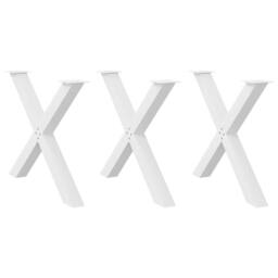 Berkfield Home Dining Table Legs X-Shaped 3 pcs White 90x(72-73) cm Steel - thumbnail 2