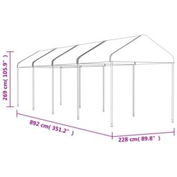 Berkfield Home Gazebo with Roof White 8.92x2.28x2.69 m Polyethylene - thumbnail 5