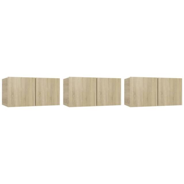 Berkfield Home Hanging TV Cabinets 3 pcs Sonoma Oak 60x30x30 cm in Light Brown - Size: 60 x 30 x 30 cm - image 1