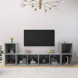 Berkfield Home TV Cabinets 4 pcs Concrete Grey 72x35x36.5 cm Engineered Wood - thumbnail 2