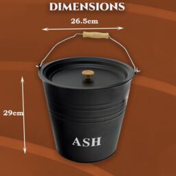 Almineez Set 5 Piece Fireside Companion Tool Set With 12L Ash Bucket in Black - thumbnail 4