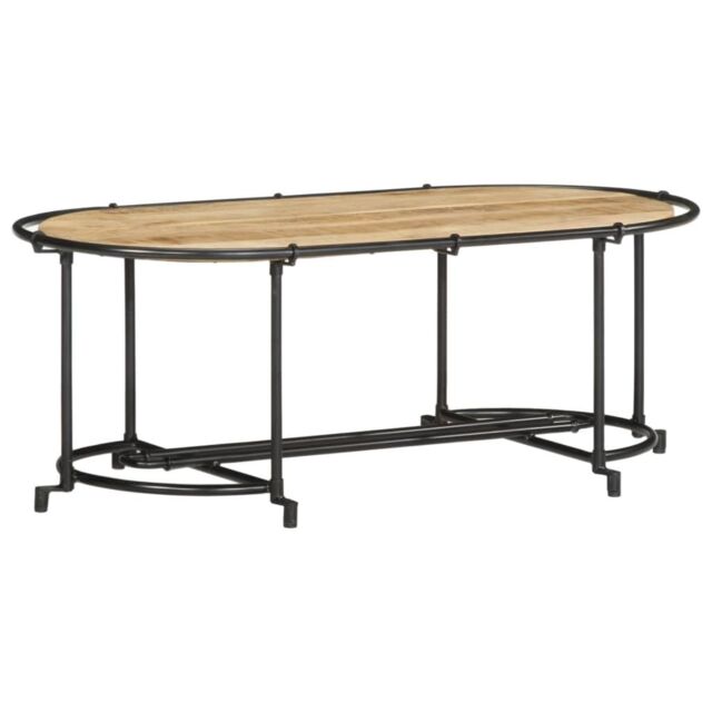 Berkfield Home Coffee Table 110x55x40 cm Solid Wood Rough Mango in Brown - Size: 110 x 55 x 40 cm - image 1