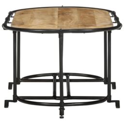 Berkfield Home Coffee Table 110x55x40 cm Solid Wood Rough Mango in Brown - Size: 110 x 55 x 40 cm - thumbnail 5