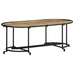 Berkfield Home Coffee Table 110x55x40 cm Solid Wood Rough Mango in Brown - Size: 110 x 55 x 40 cm - thumbnail 3