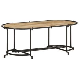 Berkfield Home Coffee Table 110x55x40 cm Solid Wood Rough Mango in Brown - Size: 110 x 55 x 40 cm - thumbnail 2