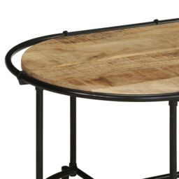 Berkfield Home Coffee Table 110x55x40 cm Solid Wood Rough Mango in Brown - Size: 110 x 55 x 40 cm - thumbnail 6