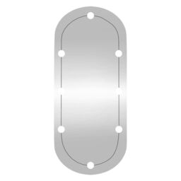 Berkfield Home Wall Mirror with LED Lights 45x100 cm Glass Oval in Silver - thumbnail 5