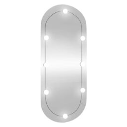 Berkfield Home Wall Mirror with LED Lights 45x100 cm Glass Oval in Silver - thumbnail 2