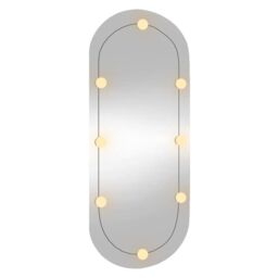 Berkfield Home Wall Mirror with LED Lights 45x100 cm Glass Oval in Silver - thumbnail 4