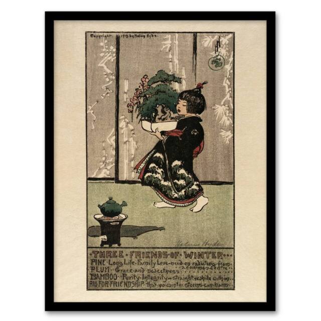 Artery8 Helen Hyde Three Friends of Winter Tree List Framed Wall Art Print - Size: A4 - image 1