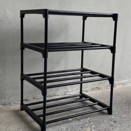 Ventryn 4 Tier Free Standing Slim Shoe Rack Narrow Shoes Storage Organizer in Black - thumbnail 3