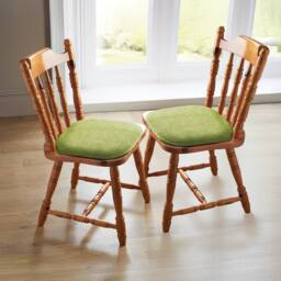 Coopers of Stortford Pack of 2 Memory Foam Dining Chair Seat Pads - Chenille, Non-Slip Back in Green - Size: 40 cm x 40 cm