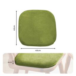 Coopers of Stortford Pack of 2 Memory Foam Dining Chair Seat Pads - Chenille, Non-Slip Back in Green - Size: 40 cm x 40 cm - thumbnail 5