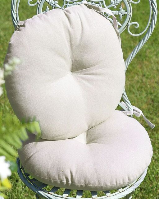 Dibor Set of 2 Grey Round Outdoor Chair Seat Pad Garden Furniture Cushions Dia 40cm - Size: 40 cm x 40 cm - image 1