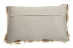 Orsina Grey & Natural Faux Fur Square Cushion, Luxe Ombre Design with Feather Filler, Soft Faux-Suede Reverse - thumbnail 3