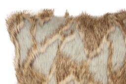 Orsina Grey & Natural Faux Fur Square Cushion, Luxe Ombre Design with Feather Filler, Soft Faux-Suede Reverse - thumbnail 6
