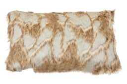 Orsina Grey & Natural Faux Fur Square Cushion, Luxe Ombre Design with Feather Filler, Soft Faux-Suede Reverse - thumbnail 2