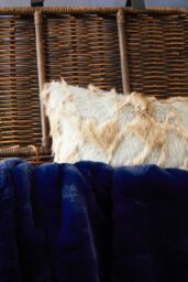 Orsina Grey & Natural Faux Fur Square Cushion, Luxe Ombre Design with Feather Filler, Soft Faux-Suede Reverse - thumbnail 4