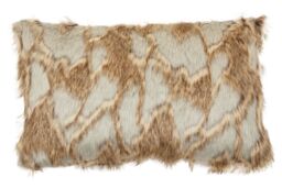 Orsina Grey & Natural Faux Fur Square Cushion, Luxe Ombre Design with Feather Filler, Soft Faux-Suede Reverse - thumbnail 1