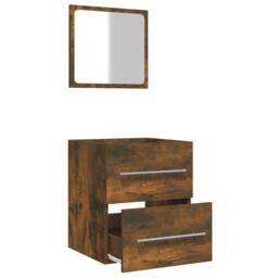 Berkfield Home Stylish Bathroom Cabinet with Mirror Smoked Oak 41x38.5x48 cm Eng in Brown - thumbnail 6