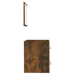 Berkfield Home Stylish Bathroom Cabinet with Mirror Smoked Oak 41x38.5x48 cm Eng in Brown - thumbnail 7