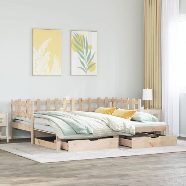 Berkfield Home Daybed with Trundle & Drawers without Mattress 90x200 cm in Brown - image 1