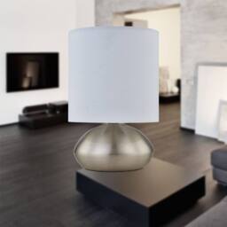 First Choice Lighting Set of 2 Jenson - Brushed Chrome 23cm Touch Table Lamp Bases in Silver - thumbnail 4