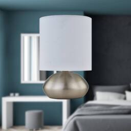 First Choice Lighting Set of 2 Jenson - Brushed Chrome 23cm Touch Table Lamp Bases in Silver - thumbnail 3