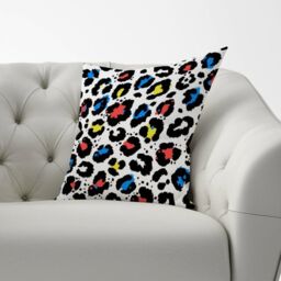Warren Reed - Designer Coloured Leopard Print Cushions in Blue - Size: 45 cm x 45 cm - thumbnail 2