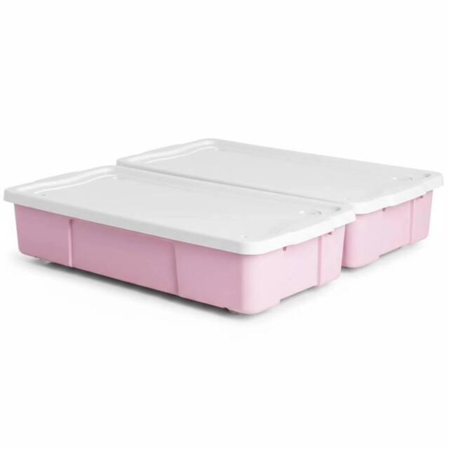 FLAVORA 2x 47L Pink Underbed Storage Boxes With Wheels - Size: 500mm - image 1