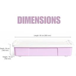 FLAVORA 2x 47L Pink Underbed Storage Boxes With Wheels - Size: 500mm - thumbnail 3