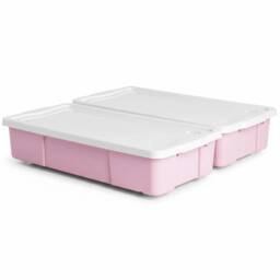 FLAVORA 2x 47L Pink Underbed Storage Boxes With Wheels - Size: 500mm - thumbnail 6